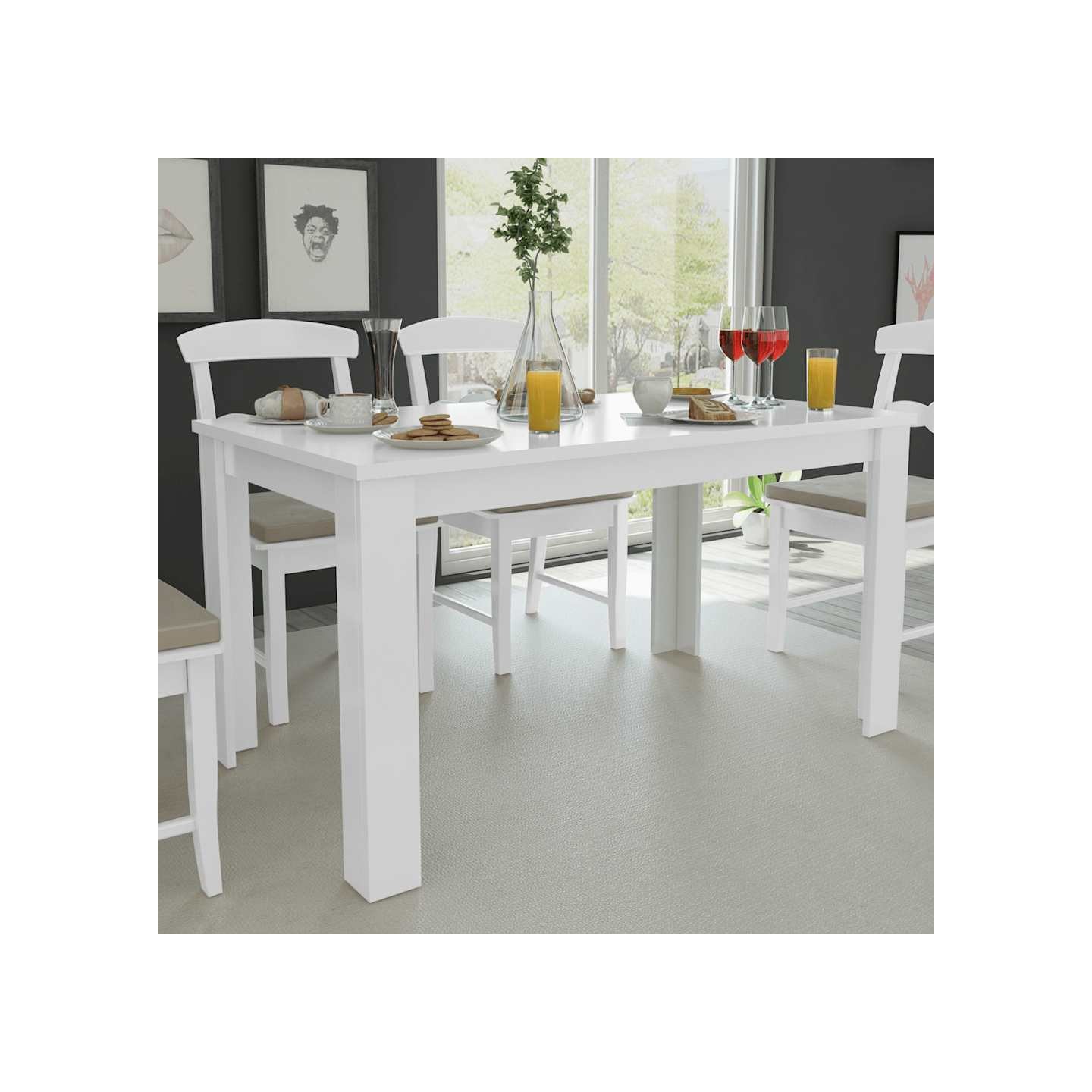 Table à manger 140x80x75 cm blanc