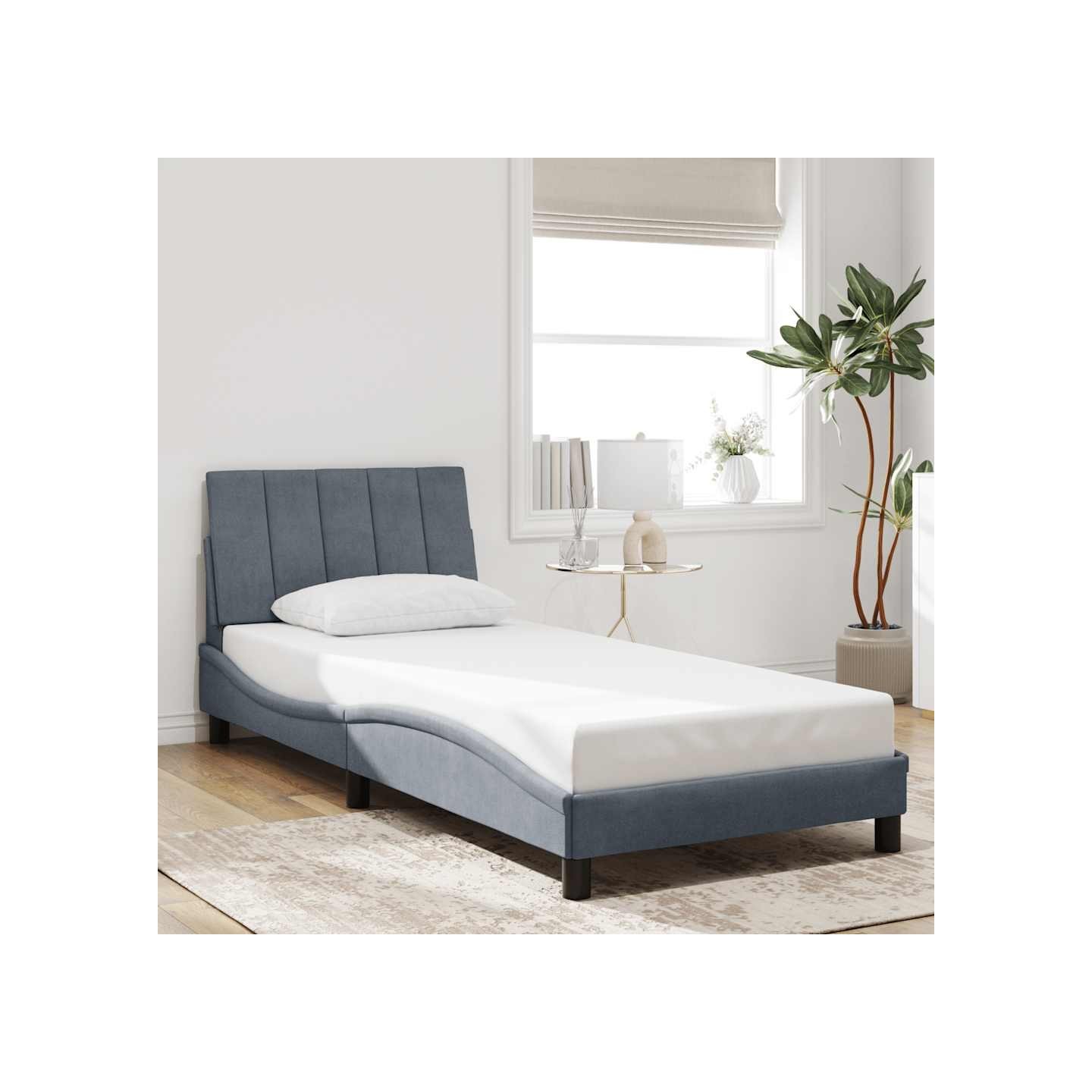 Cadre de lit sans matelas Hanko gris foncé 80x200 cm velours
