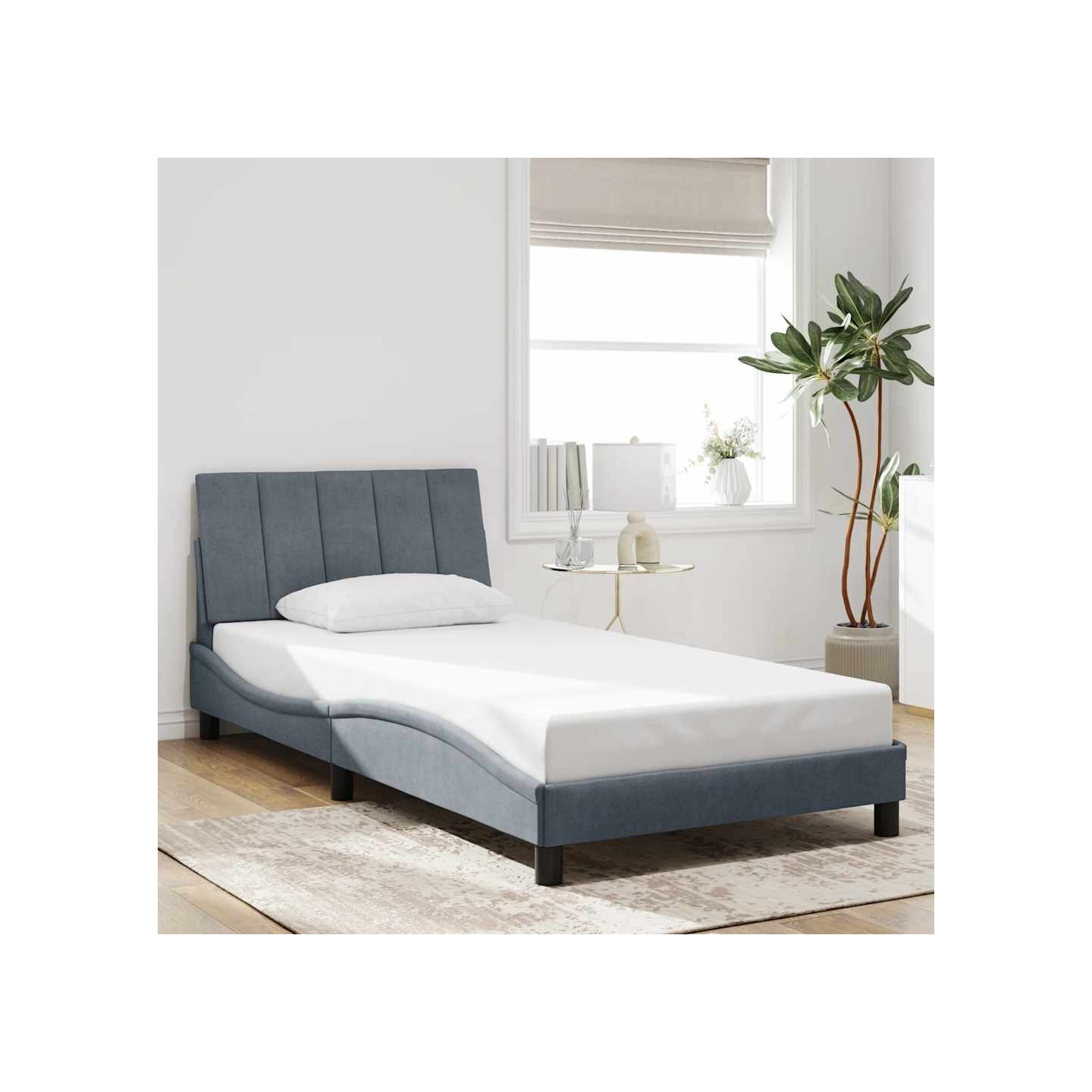 Cadre de lit sans matelas Hanko gris foncé 100x200 cm velours
