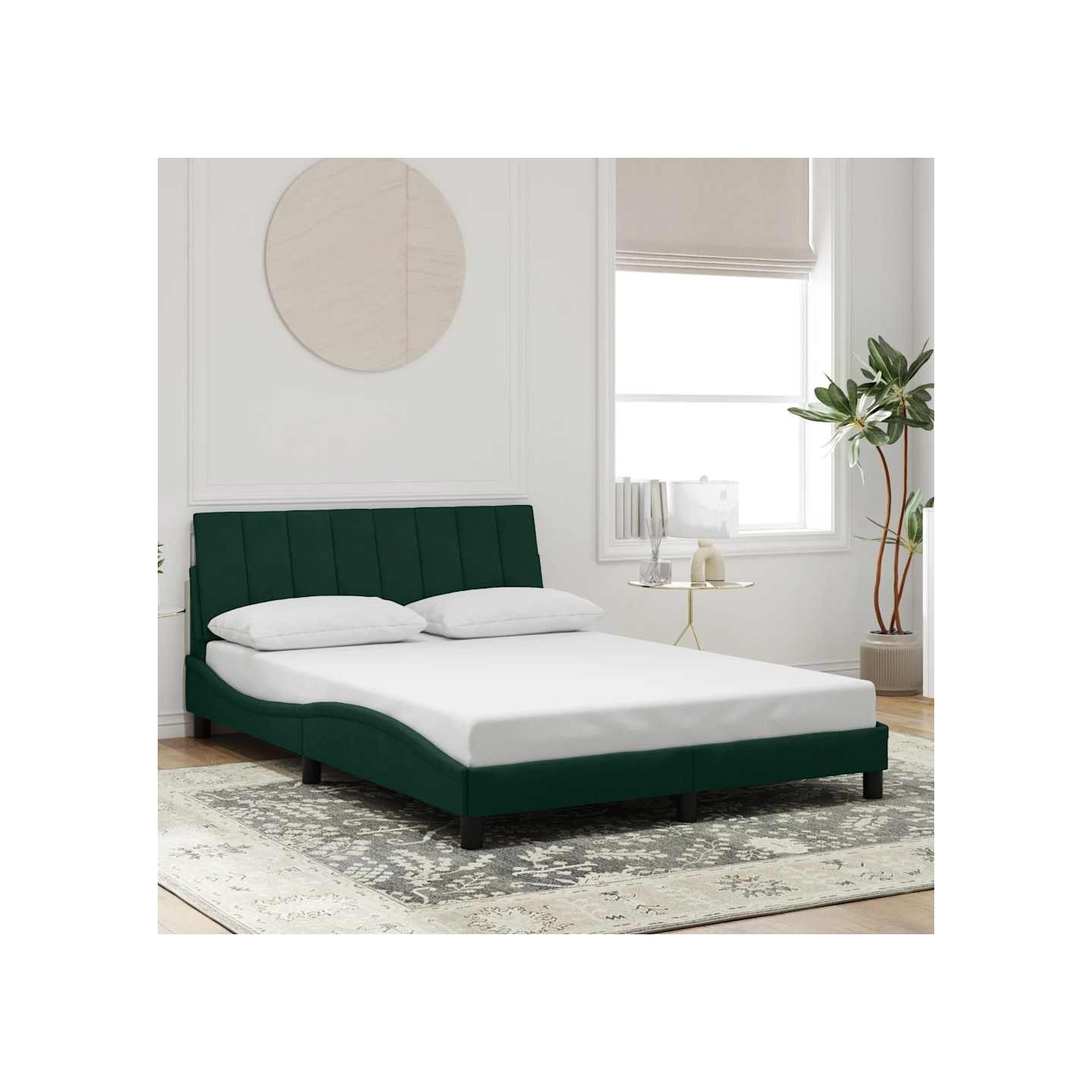 Cadre de lit sans matelas Hanko vert foncé 120x200 cm velours