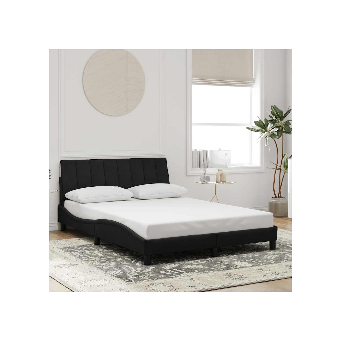 Cadre de lit sans matelas Hanko noir 140x190 cm velours
