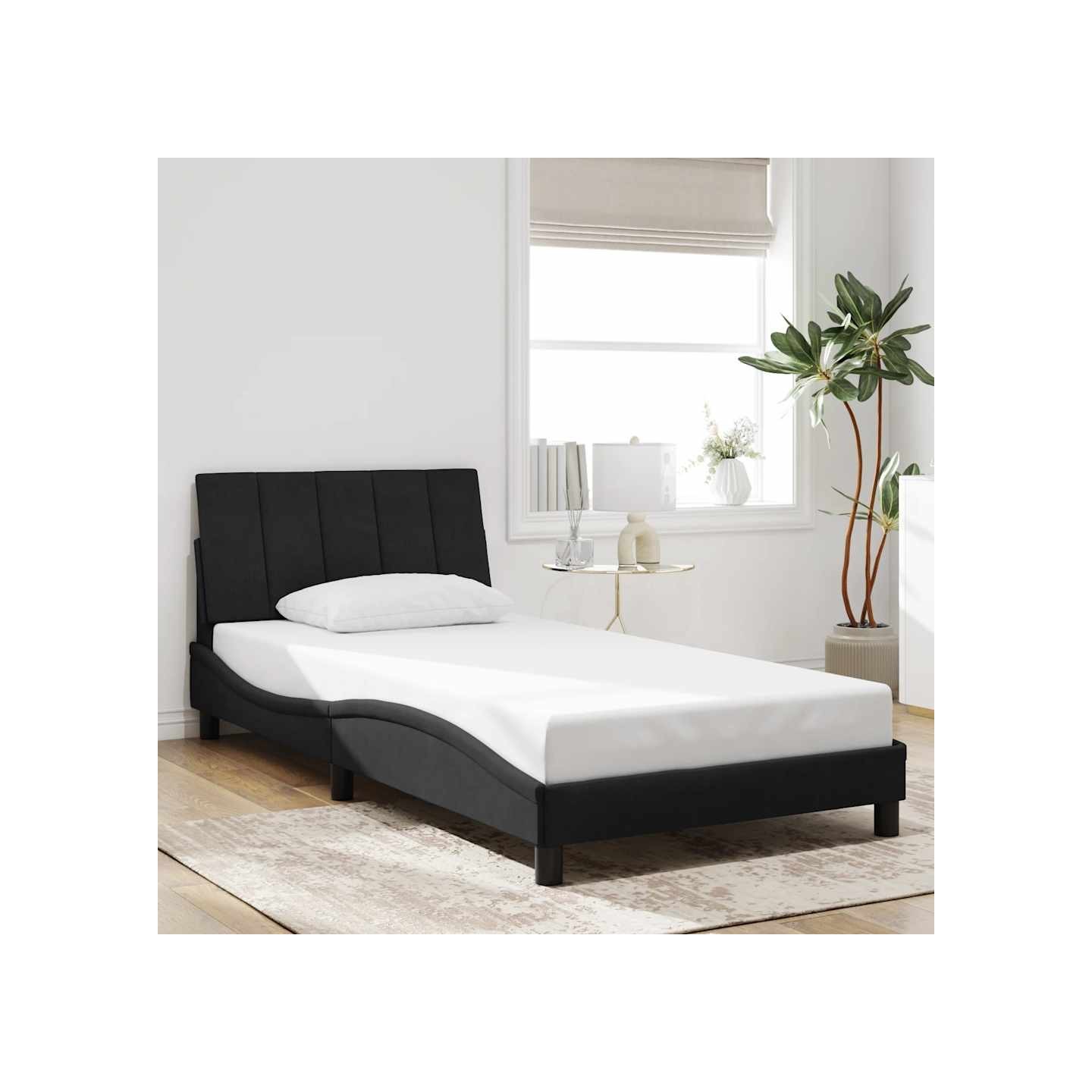 Cadre de lit sans matelas Hanko noir 100x200 cm velours