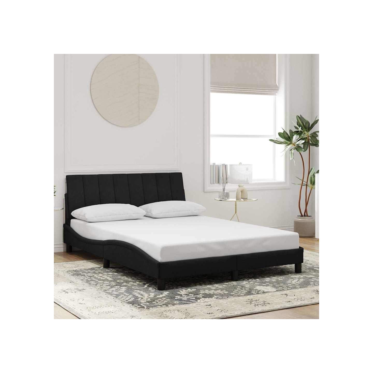 Cadre de lit sans matelas Hanko noir 120x200 cm velours