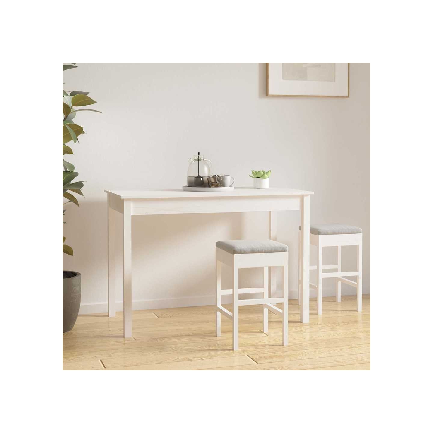Table à manger Blanc 110x55x75 cm Bois massif de pin