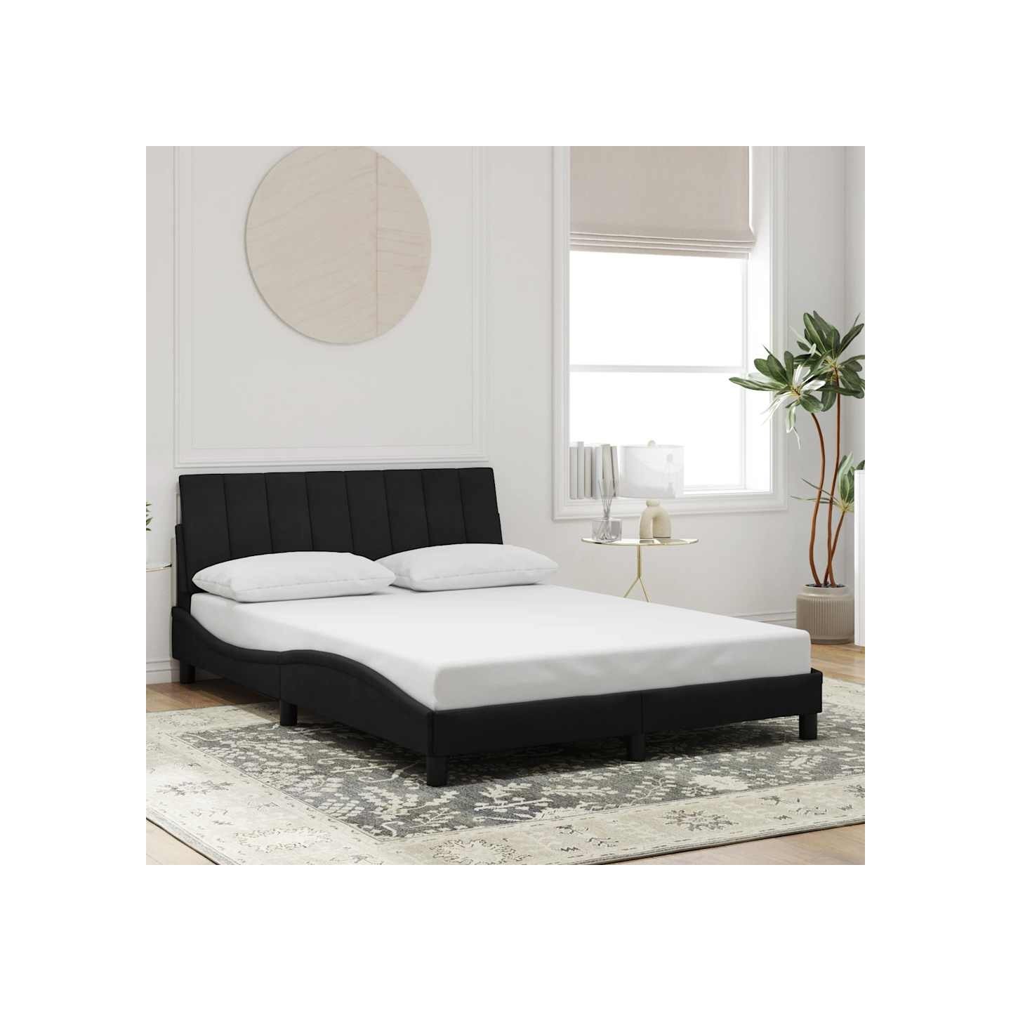 Cadre de lit sans matelas Hanko noir 140x200 cm velours