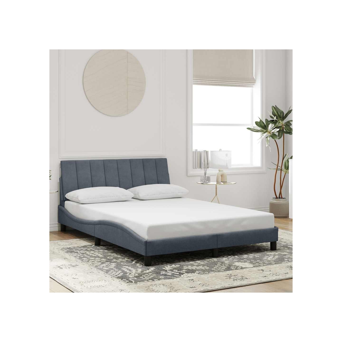 Cadre de lit sans matelas Hanko gris foncé 140x190 cm velours