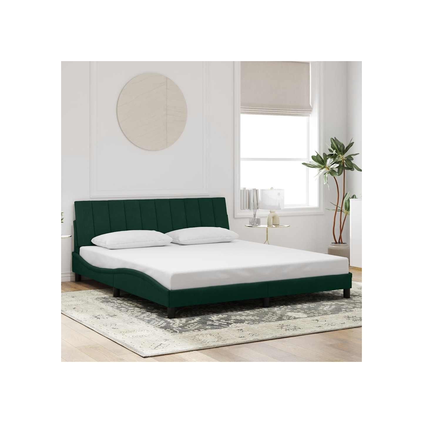 Cadre de lit sans matelas Hanko vert foncé 180x200 cm velours