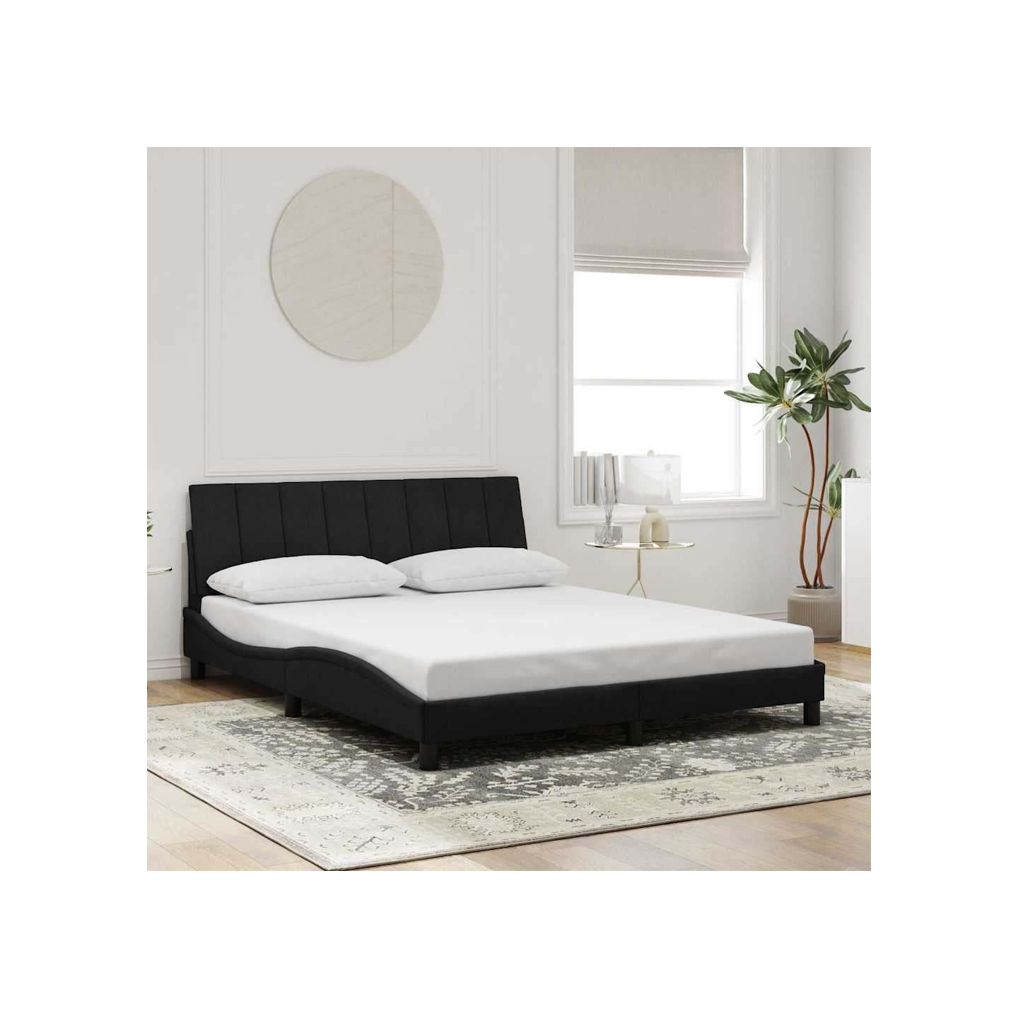 Cadre de lit sans matelas Hanko noir 160x200 cm velours