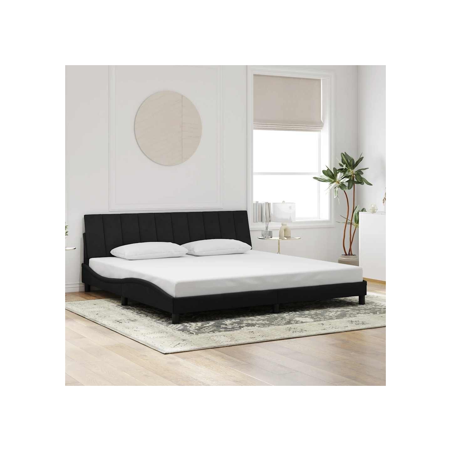 Cadre de lit sans matelas Hanko noir 200x200 cm velours