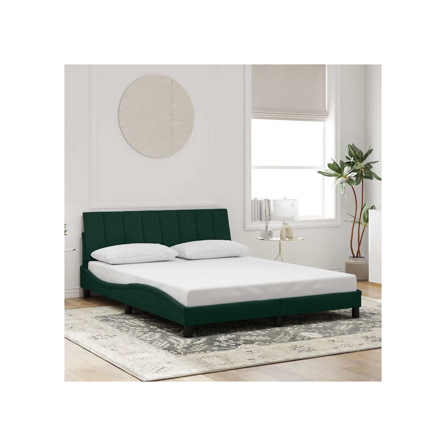 Cadre de lit sans matelas Hanko vert foncé 160x200 cm velours