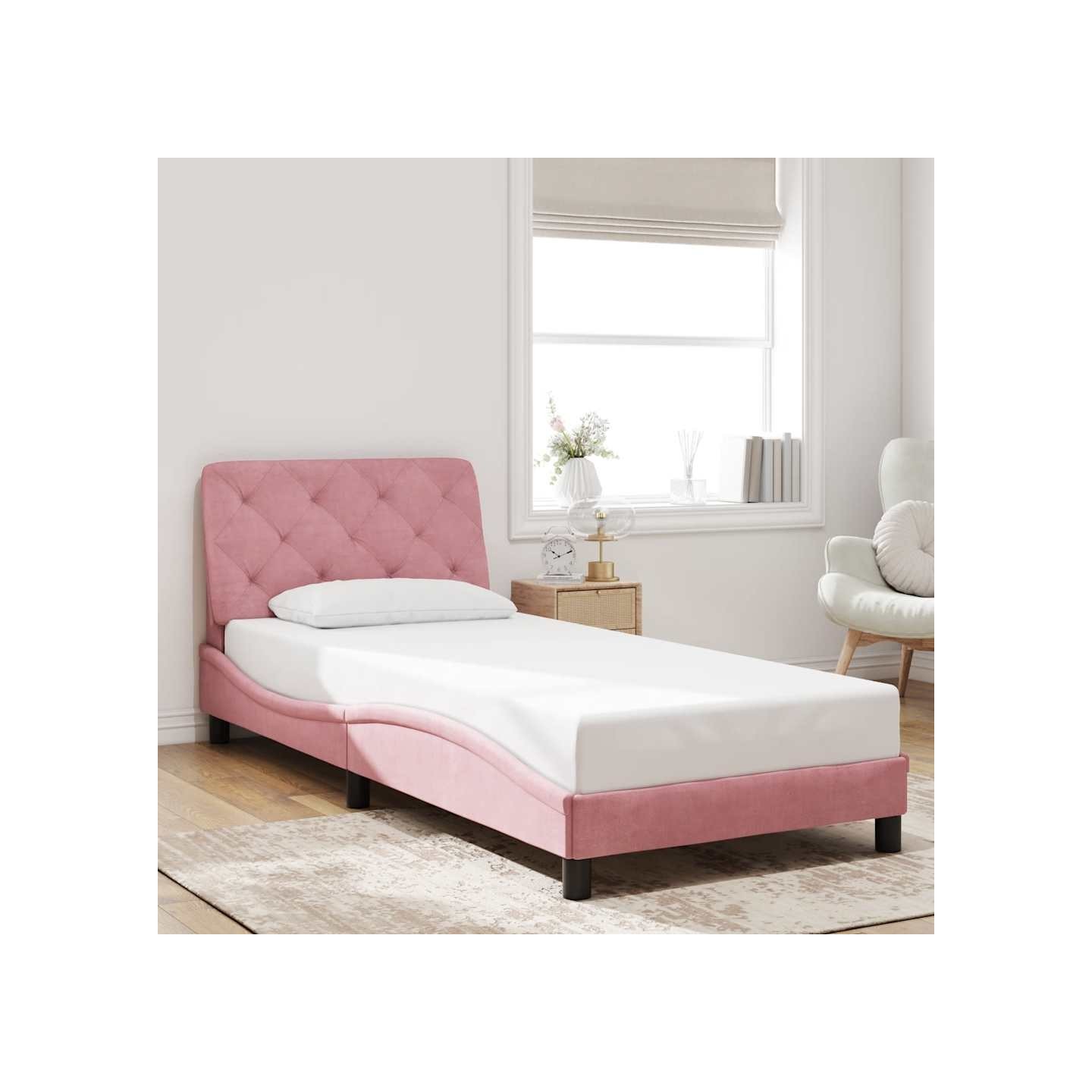 Cadre de lit sans matelas rose 80x200 cm velours