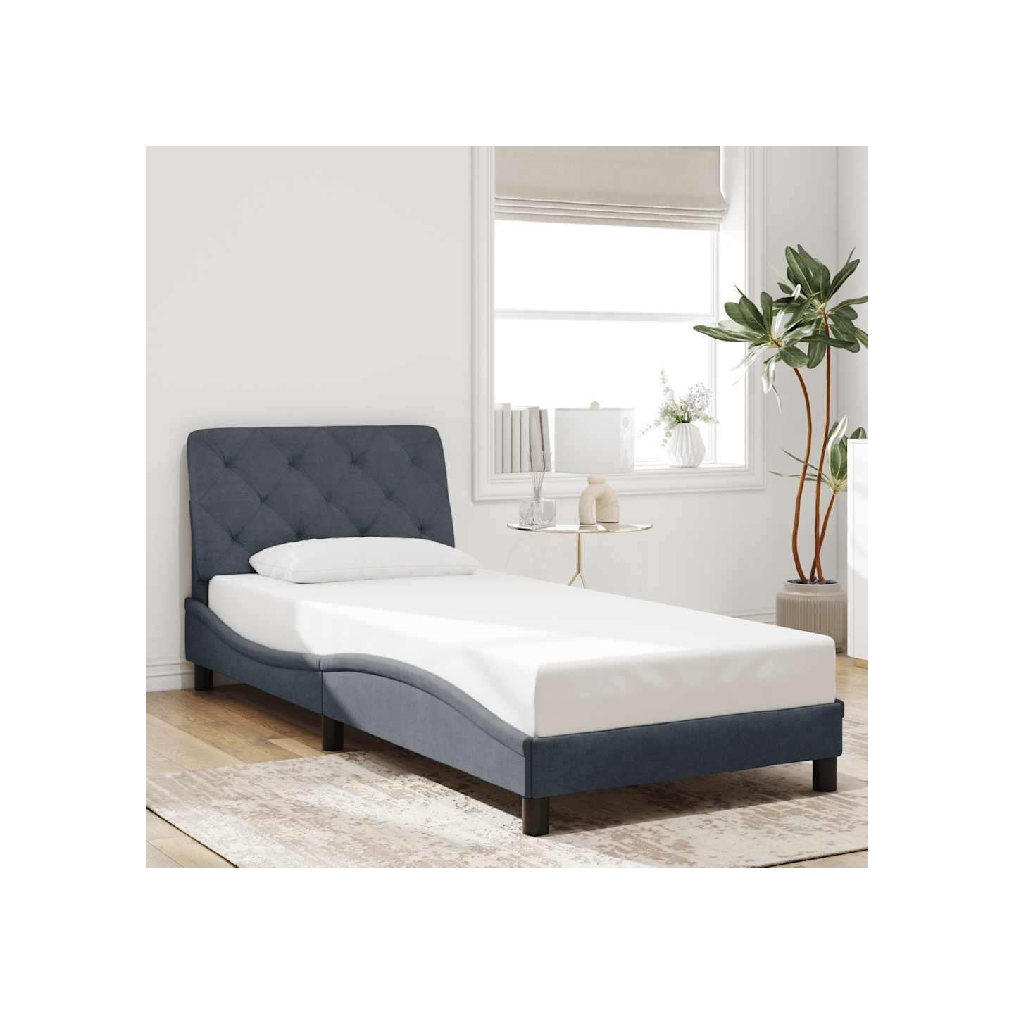 Cadre de lit sans matelas gris foncé 80x200 cm velours