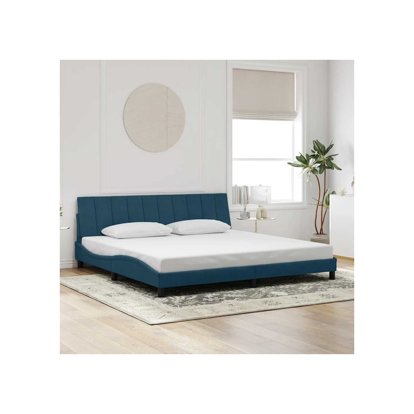 Cadre de lit sans matelas bleu 90x190 cm velours