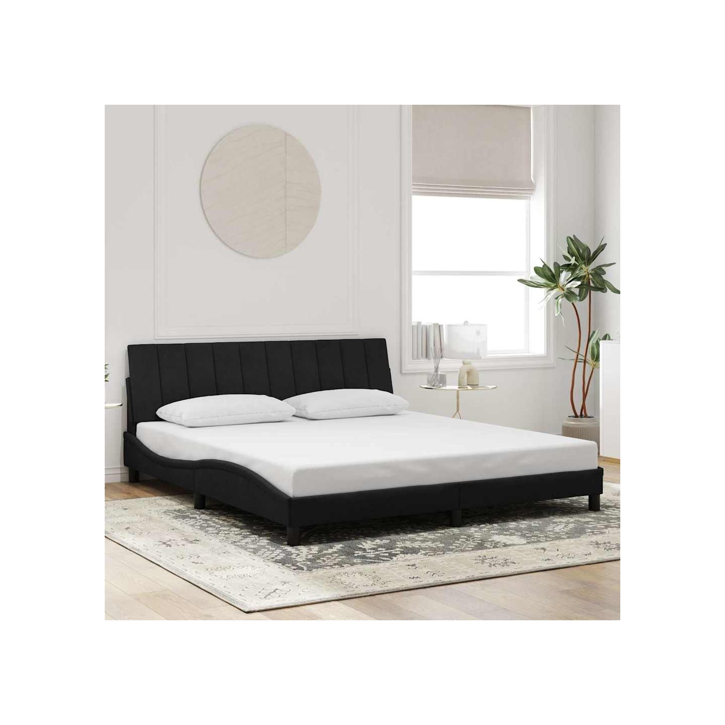 Cadre de lit sans matelas Hanko noir 180x200 cm velours