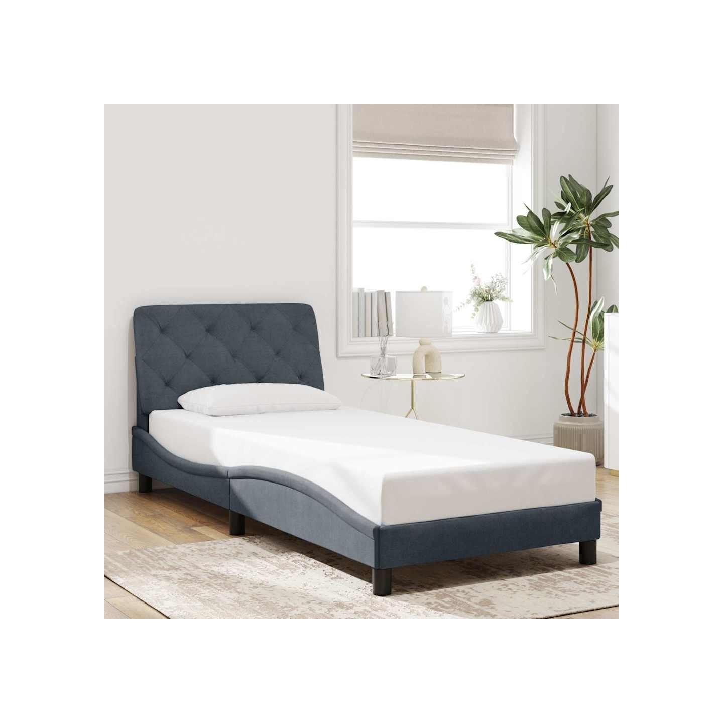 Cadre de lit sans matelas gris foncé 90x190 cm velours