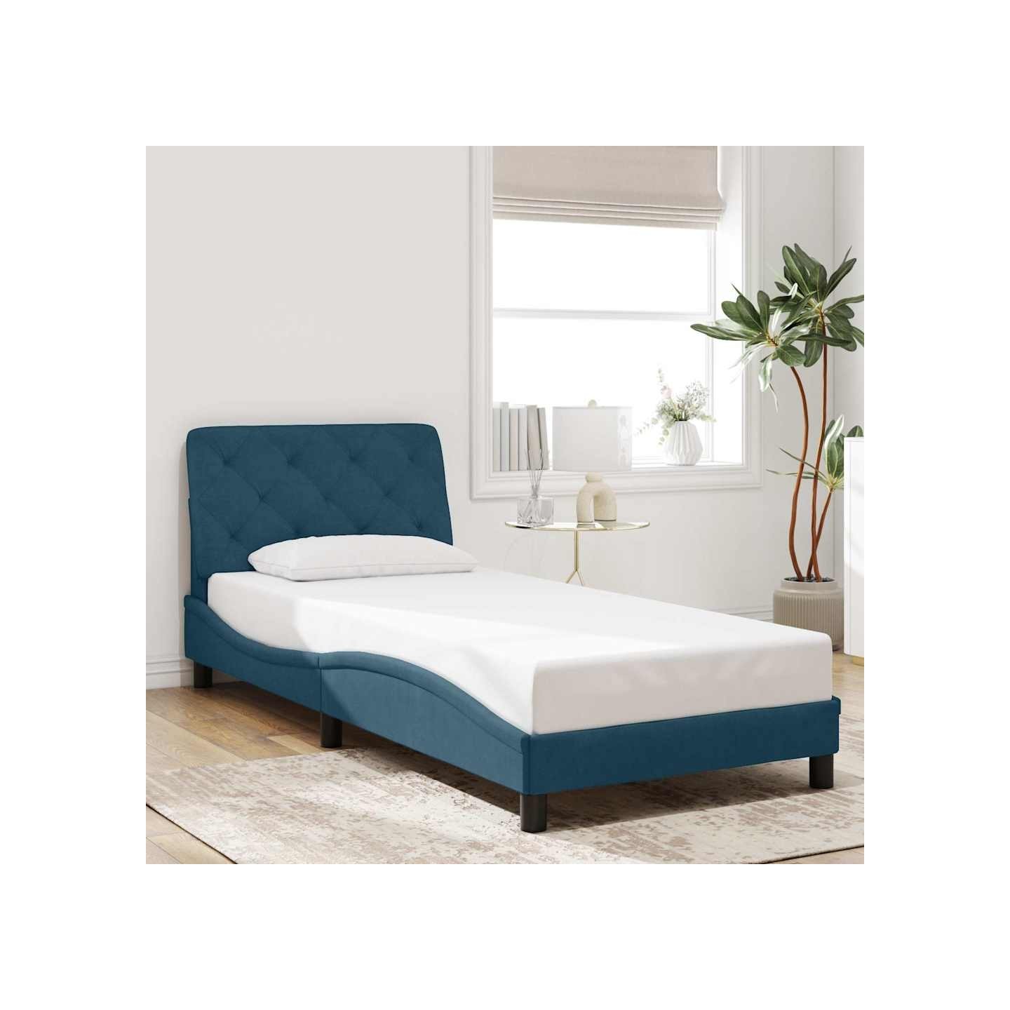 Cadre de lit sans matelas bleu 80x200 cm velours