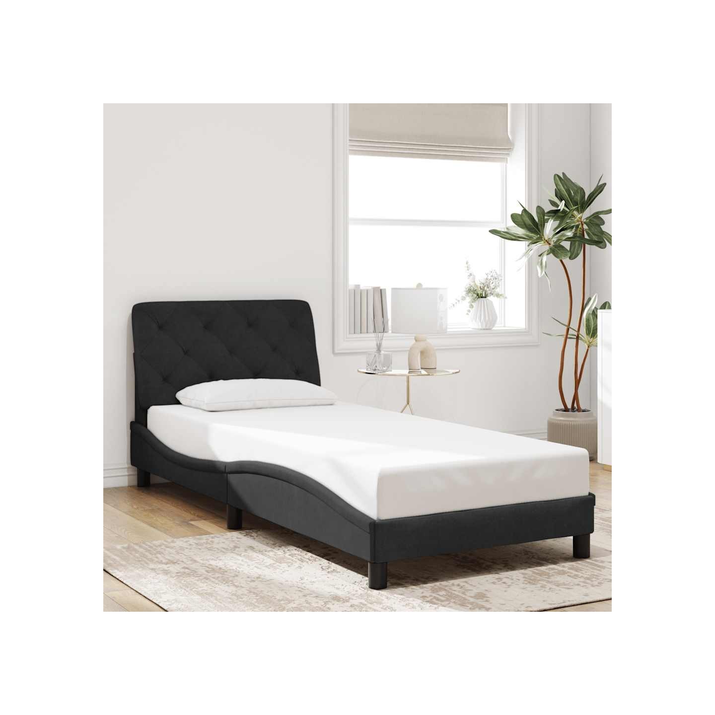 Cadre de lit sans matelas noir 90x190 cm velours
