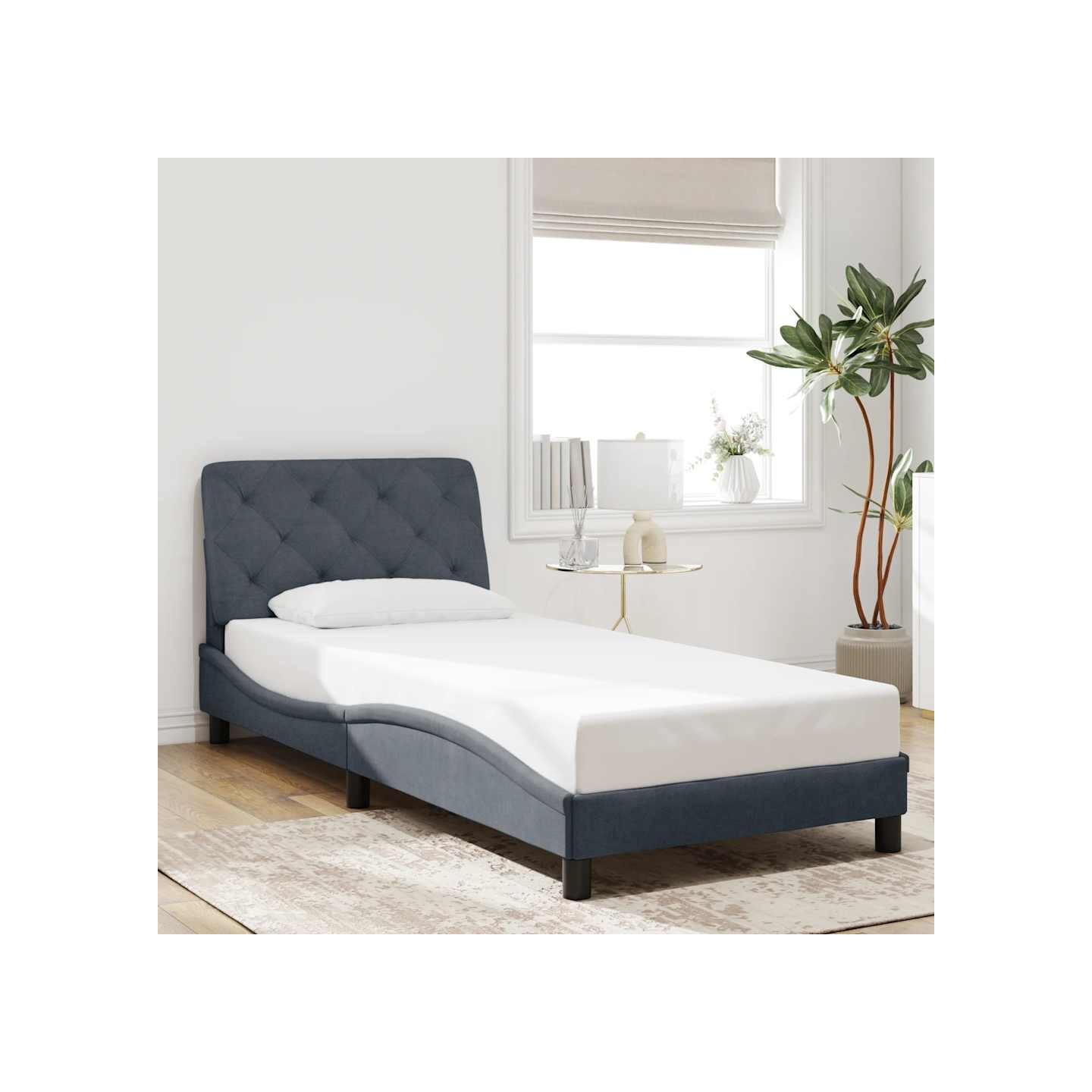 Cadre de lit sans matelas gris foncé 90x200 cm velours