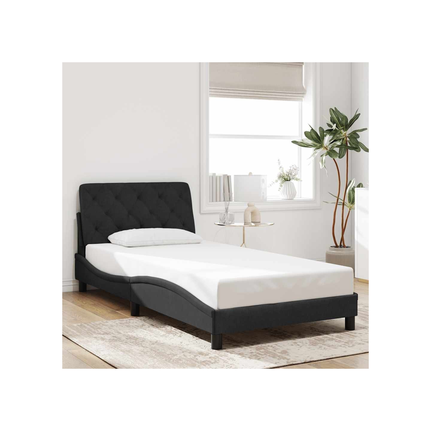Cadre de lit sans matelas noir 100x200 cm velours