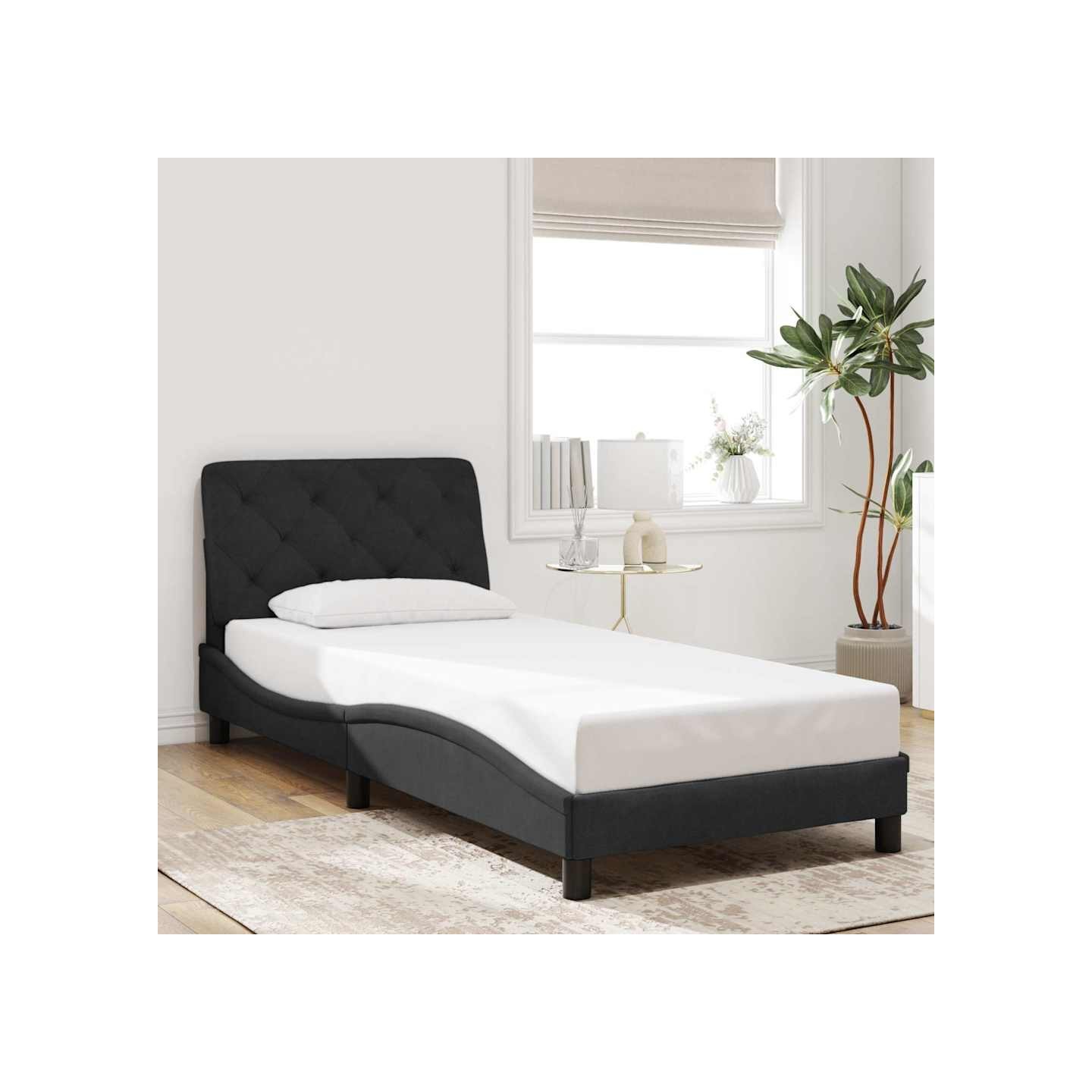 Cadre de lit sans matelas noir 90x200 cm velours