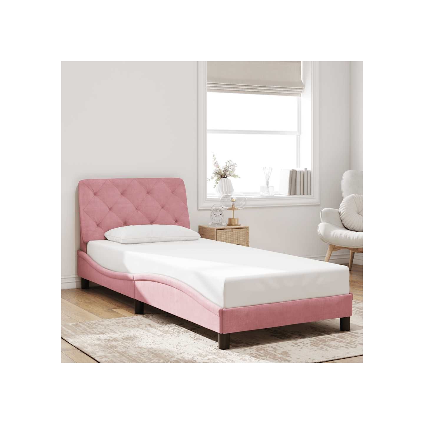 Cadre de lit sans matelas rose 90x200 cm velours