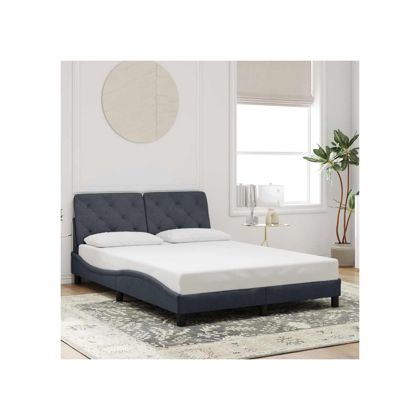 Cadre de lit sans matelas gris foncé 140x190 cm velours