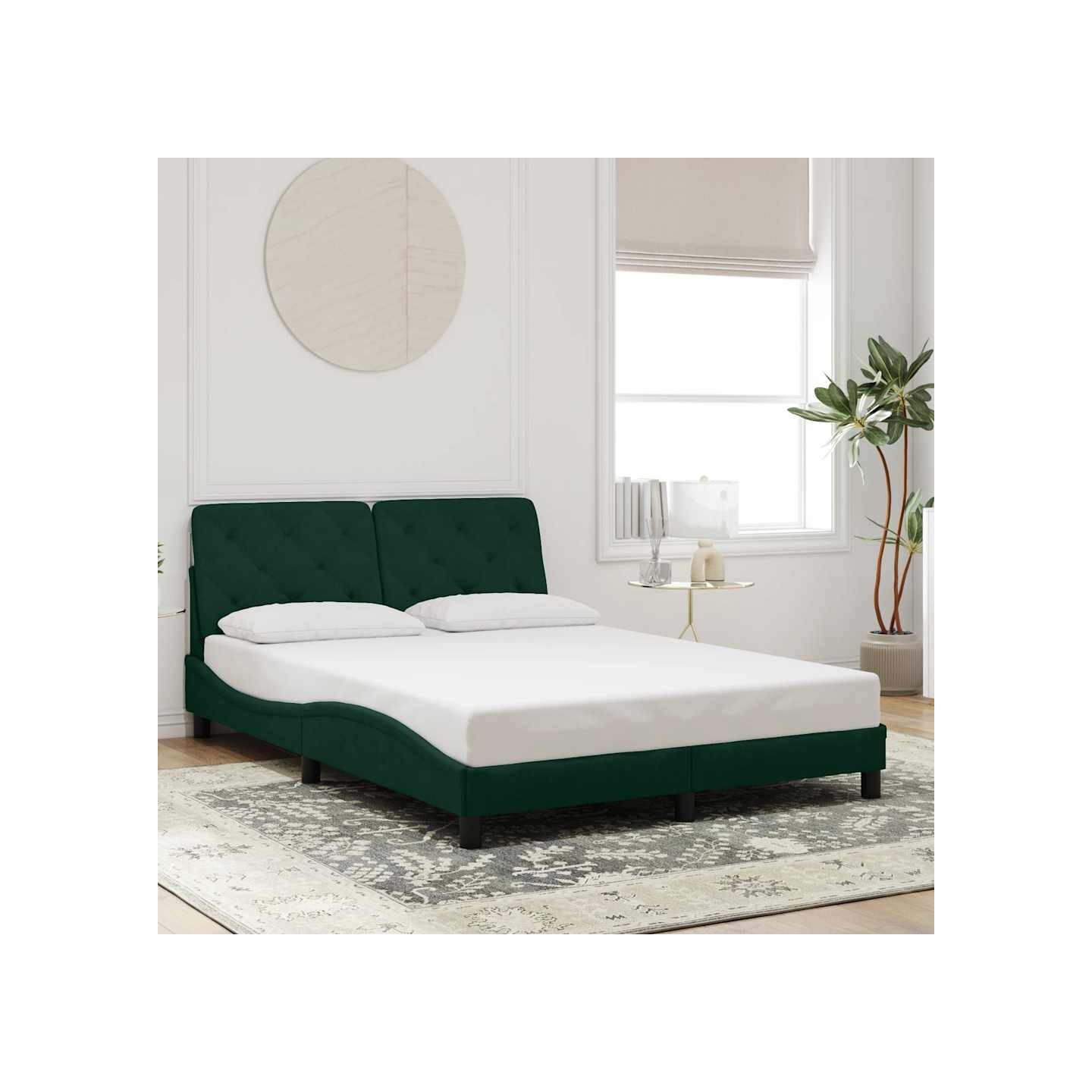 Cadre de lit sans matelas vert foncé 120x200 cm velours