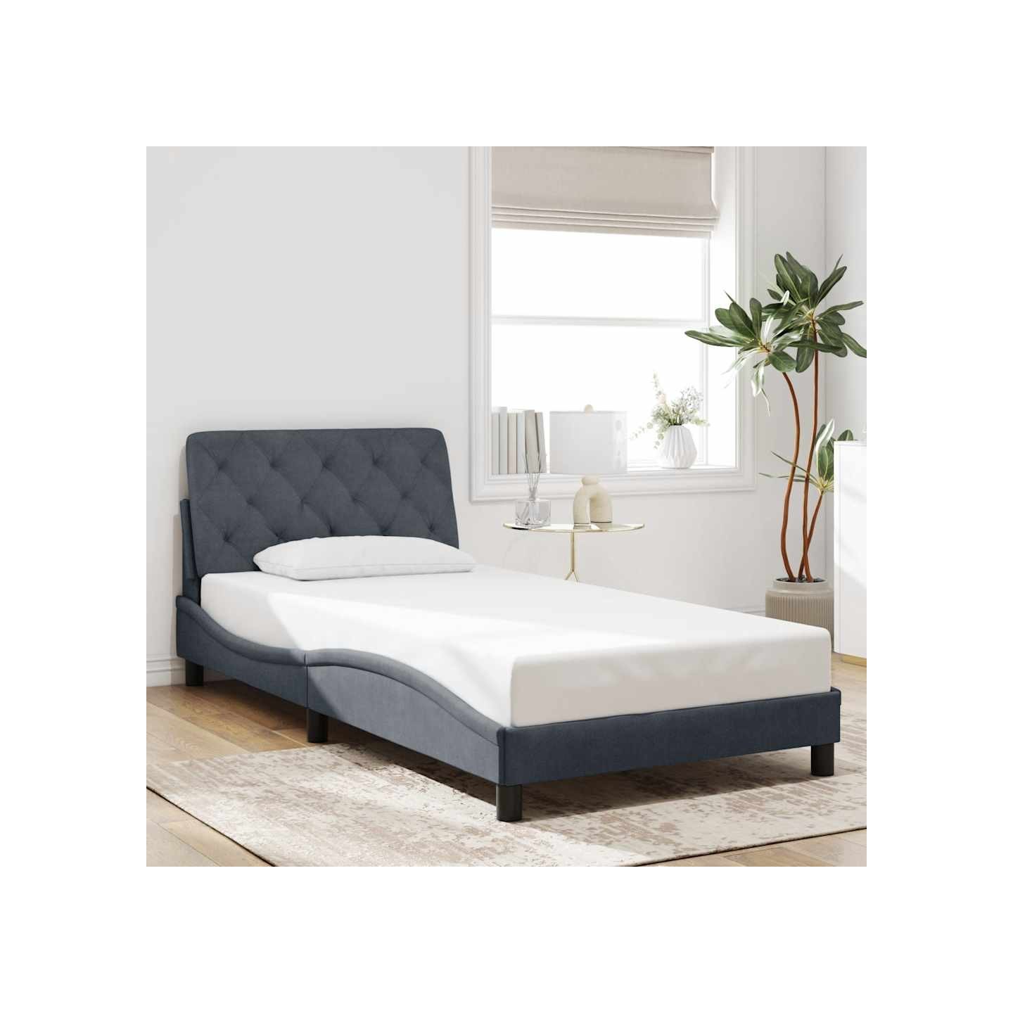Cadre de lit sans matelas gris foncé 100x200 cm velours