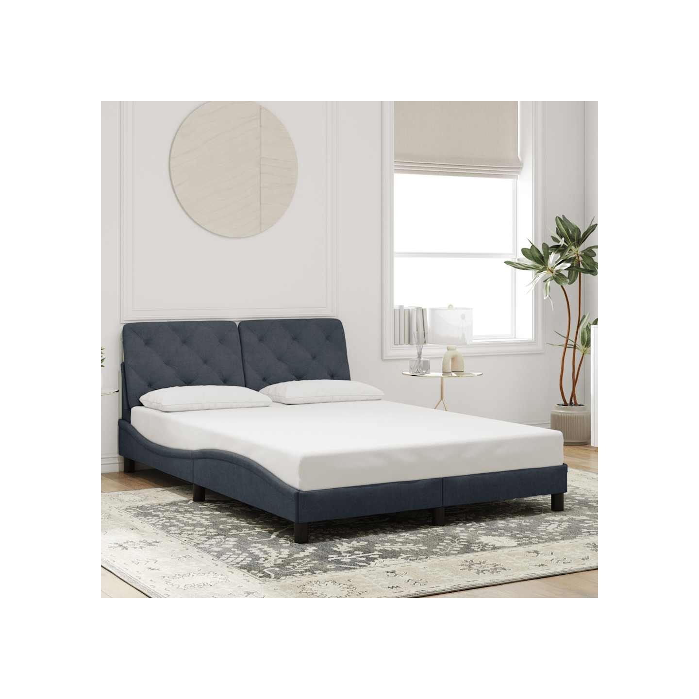 Cadre de lit sans matelas gris foncé 140x200 cm velours