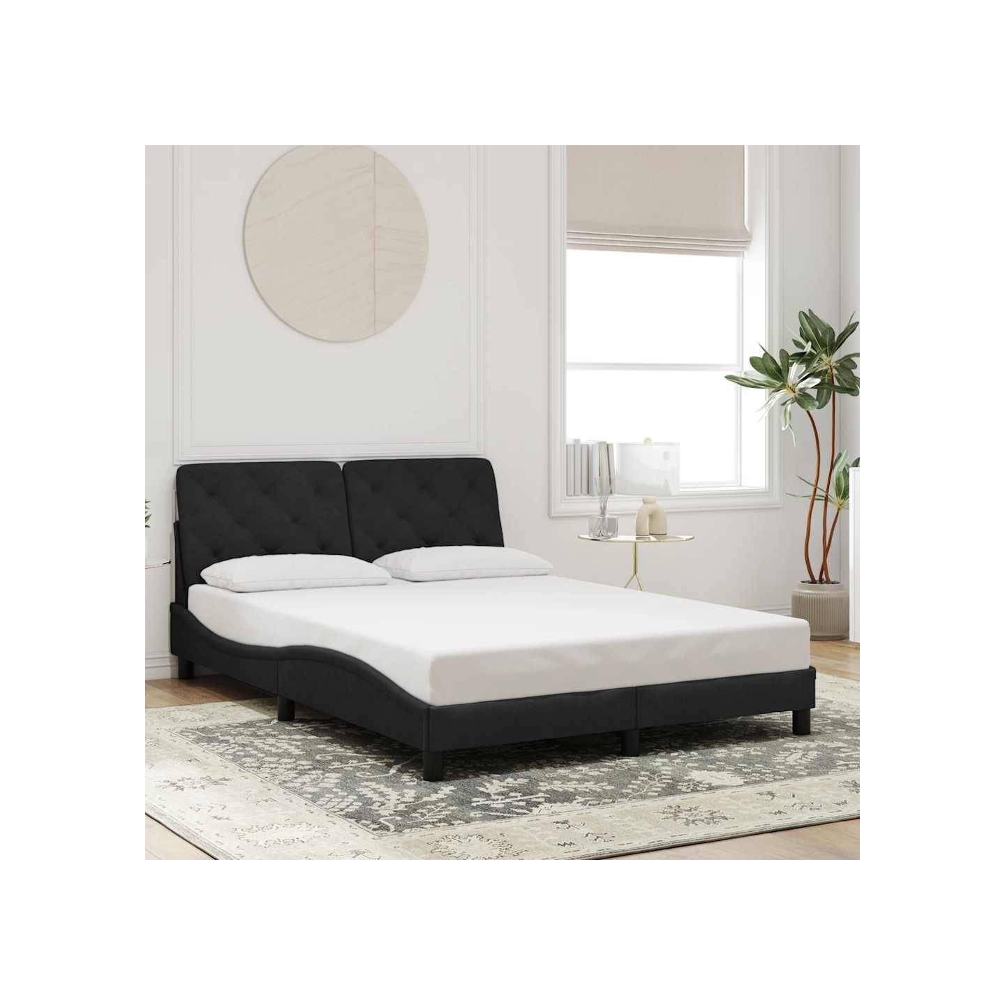 Cadre de lit sans matelas noir 140x200 cm velours
