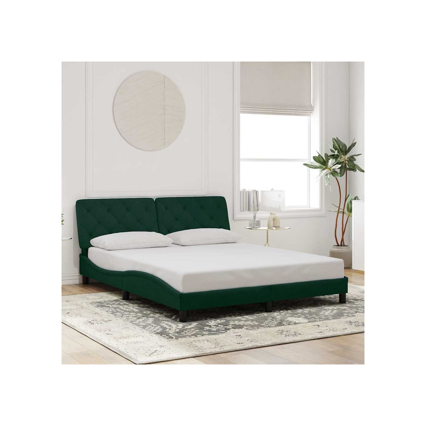 Cadre de lit sans matelas vert foncé 160x200 cm velours