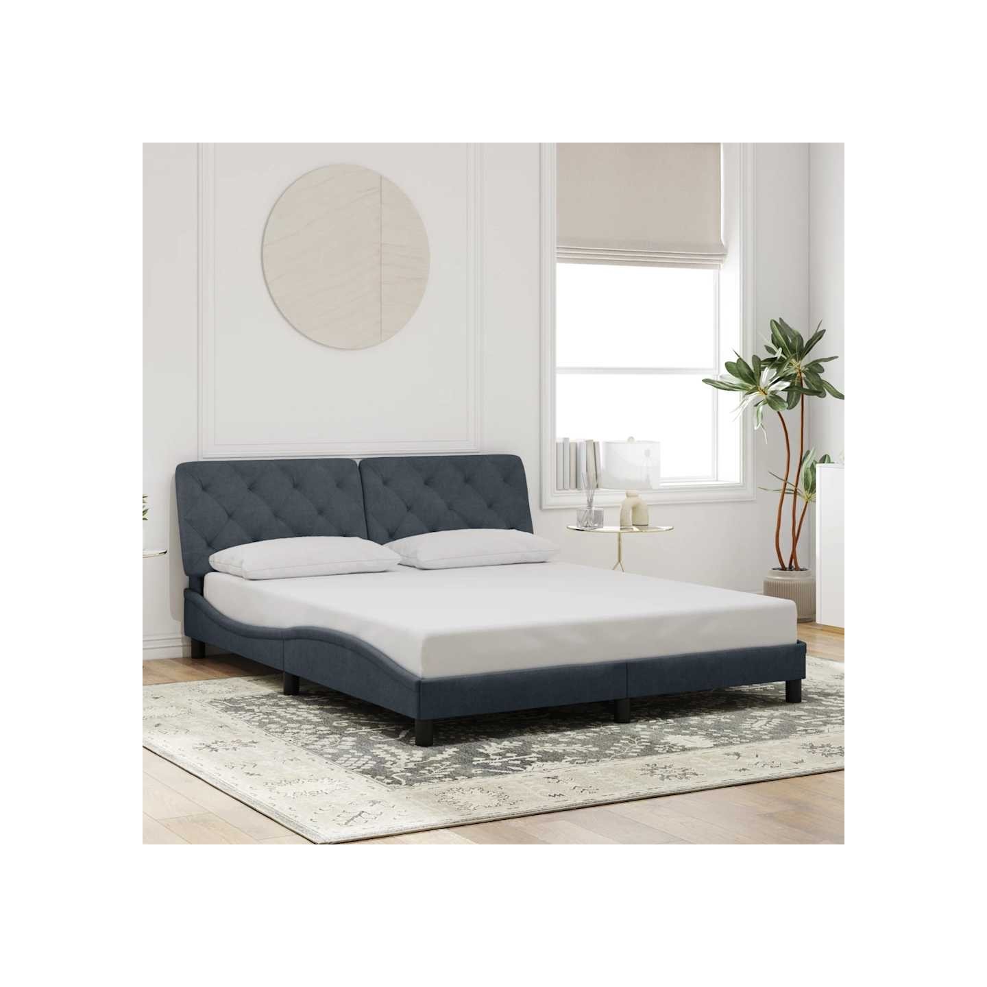 Cadre de lit sans matelas gris foncé 160x200 cm velours