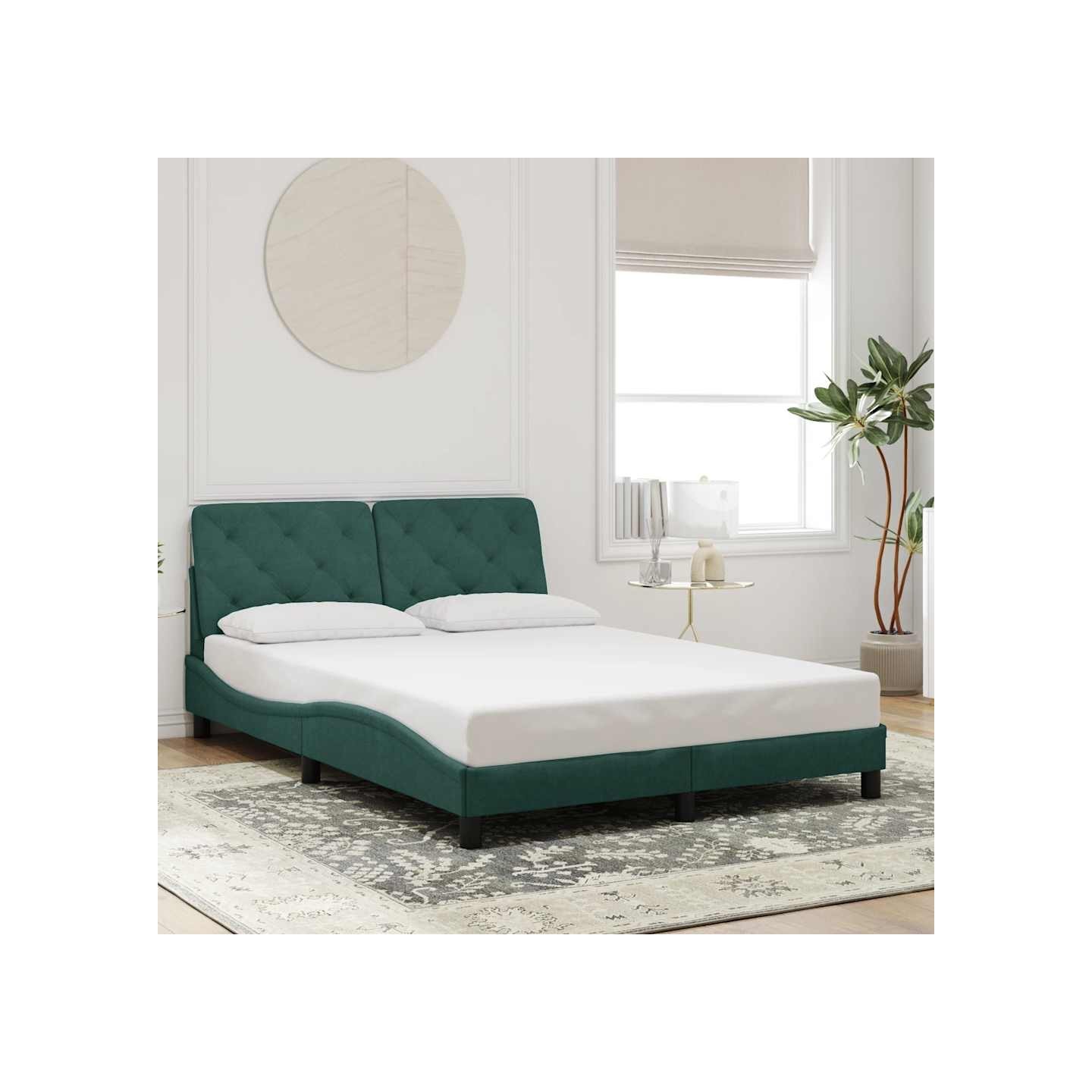 Cadre de lit sans matelas vert foncé 140x200 cm velours
