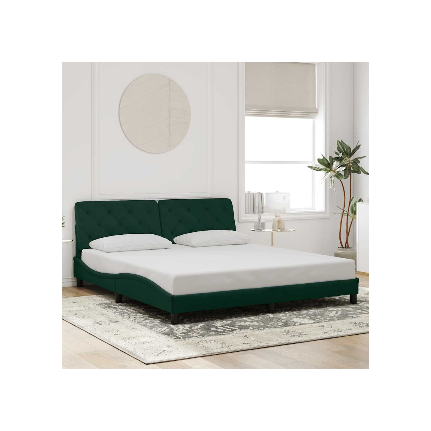 Cadre de lit sans matelas vert foncé 180x200 cm velours