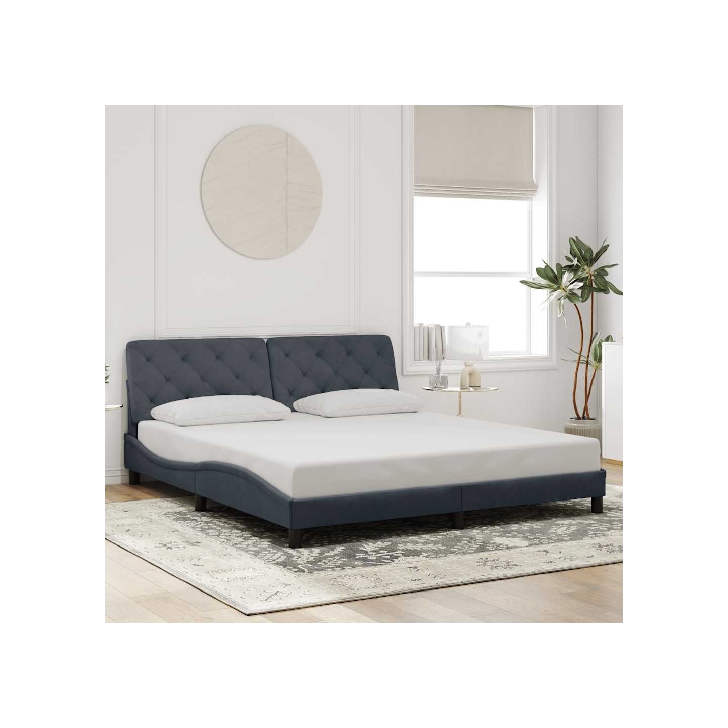 Cadre de lit sans matelas gris foncé 200x200 cm velours