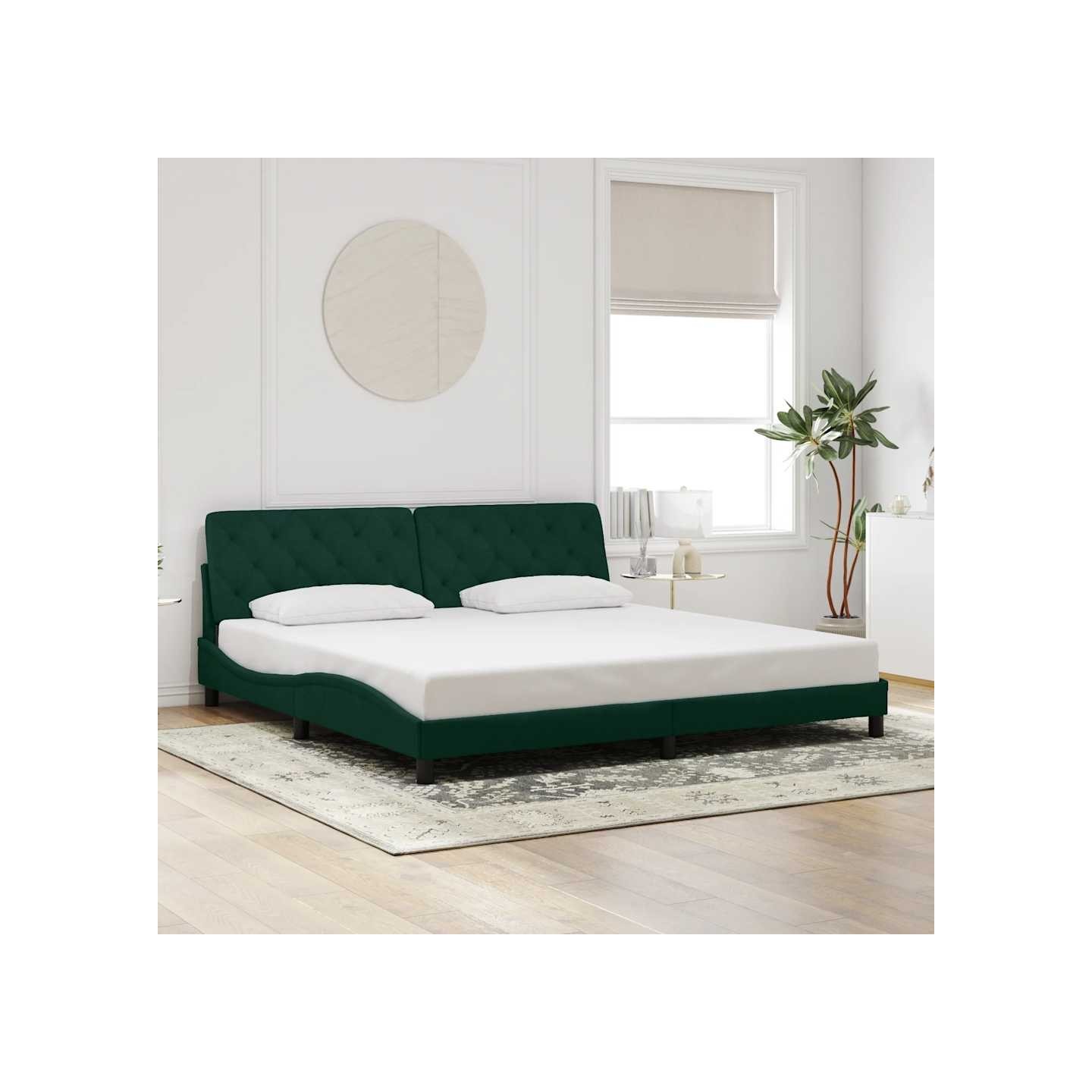 Cadre de lit sans matelas vert foncé 200x200 cm velours