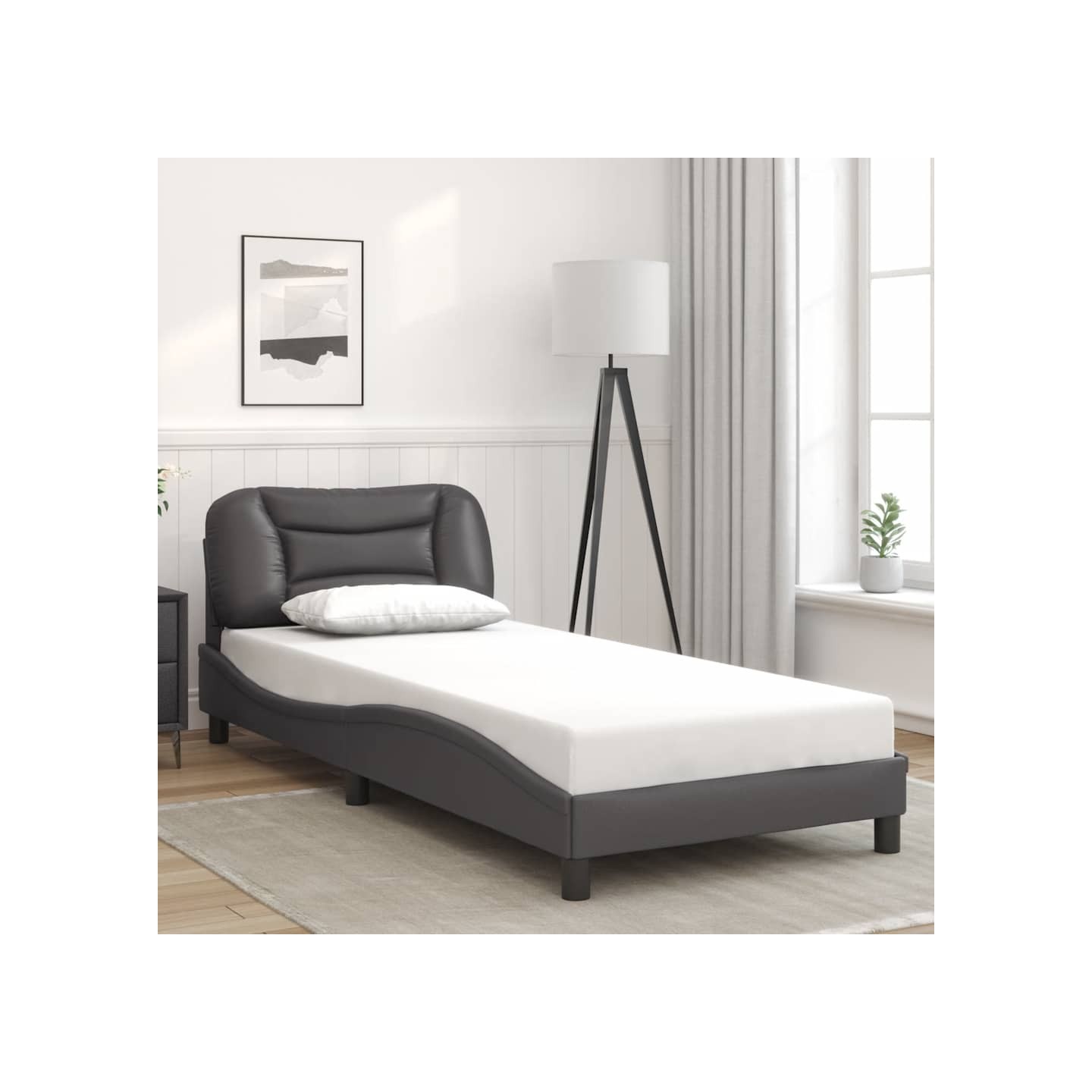 Cadre de lit sans matelas Hvar gris 90x190 cm similicuir
