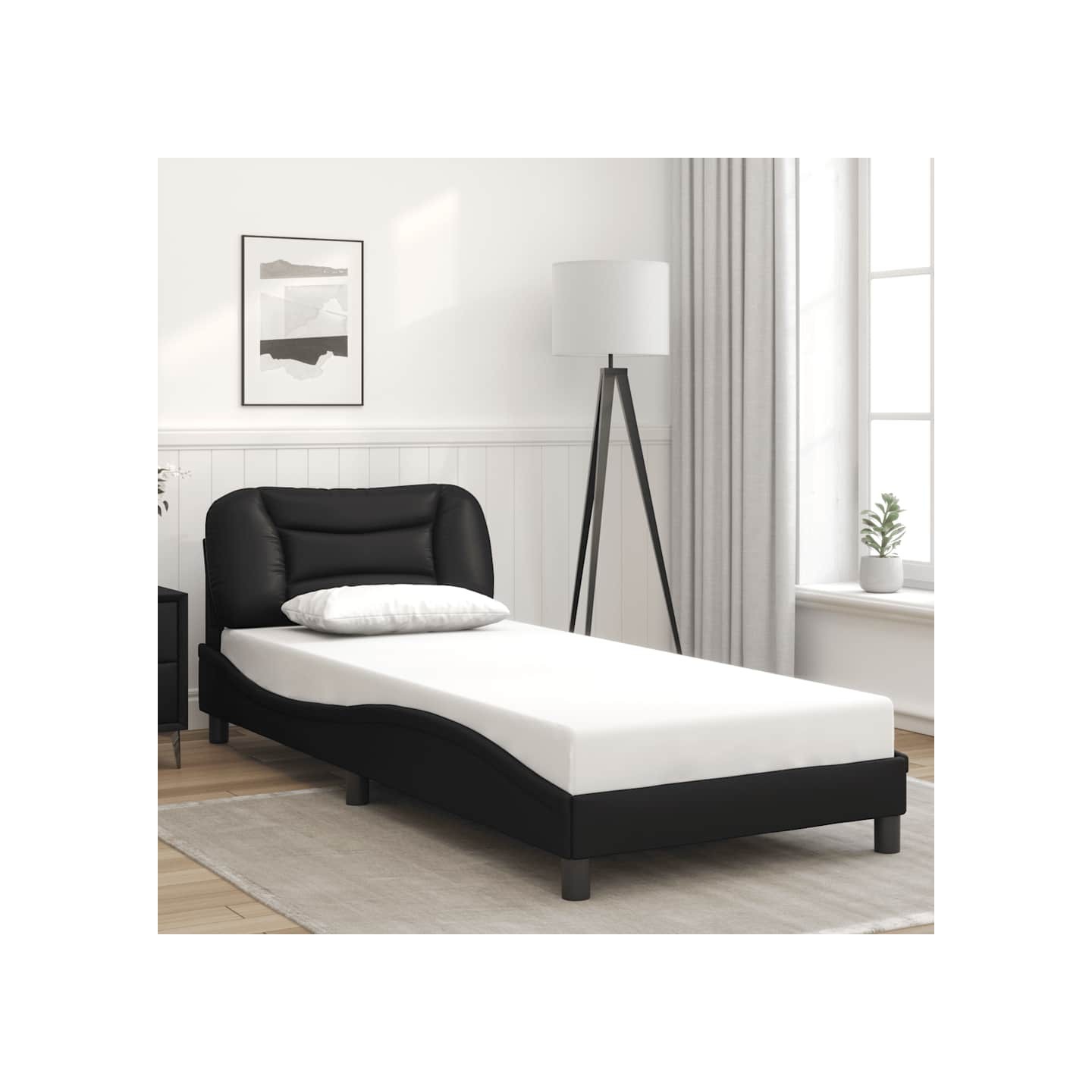 Cadre de lit sans matelas Hvar noir 80x200 cm similicuir