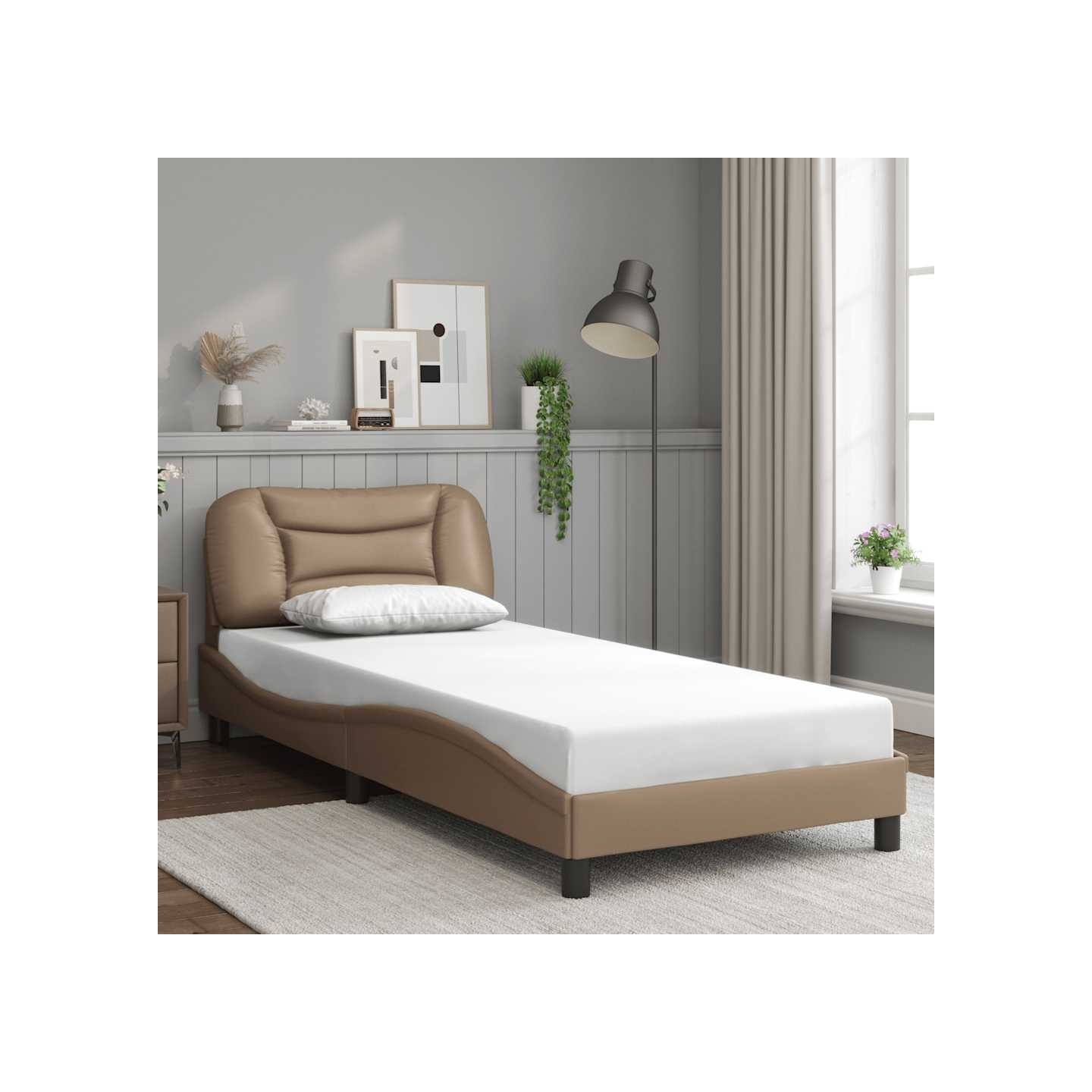 Cadre de lit sans matelas Hvar cappuccino 90x190 cm similicuir