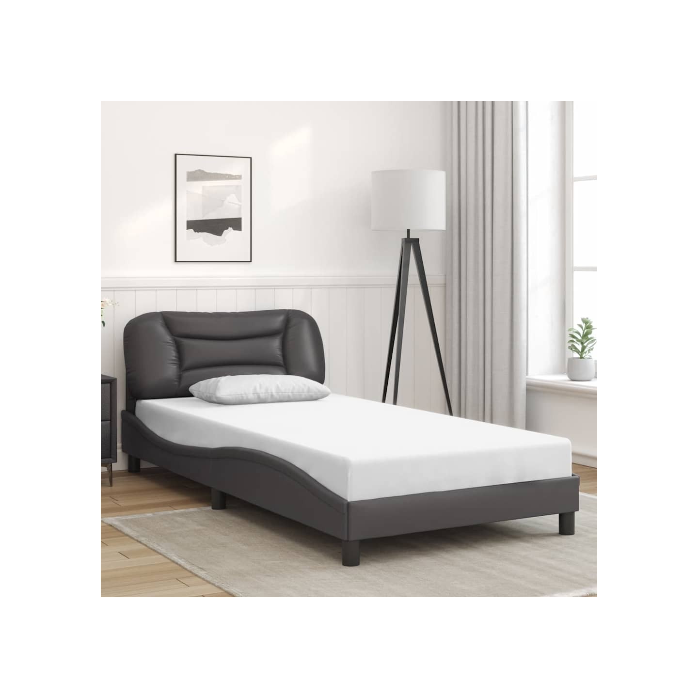 Cadre de lit sans matelas Hvar gris 100x200 cm similicuir