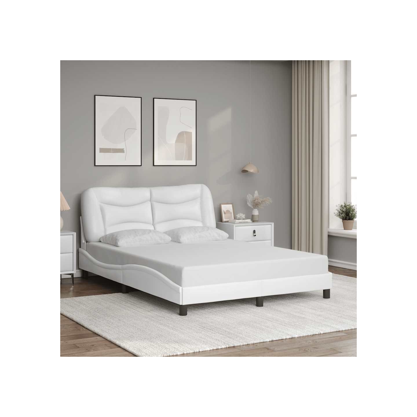 Cadre de lit sans matelas Hvar blanc 120x200 cm similicuir