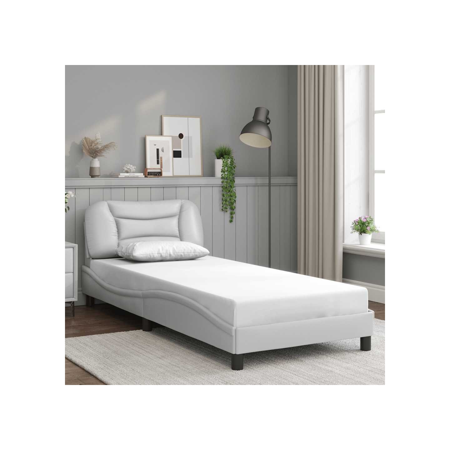 Cadre de lit sans matelas Hvar blanc 90x200 cm similicuir