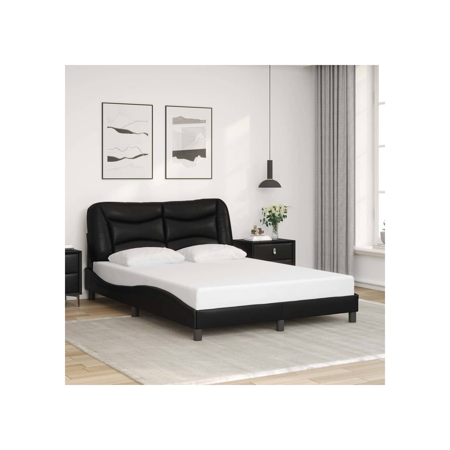 Cadre de lit sans matelas Hvar noir 140x190 cm similicuir