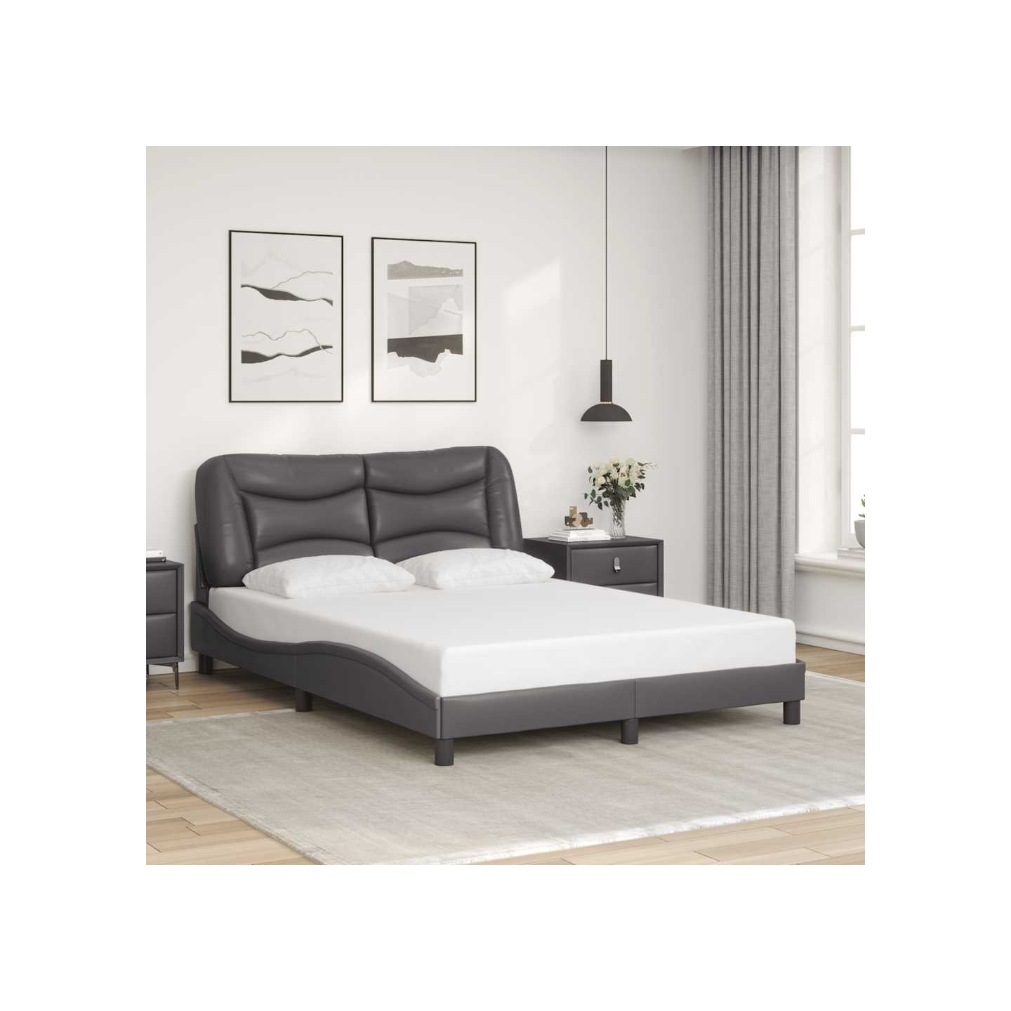 Cadre de lit sans matelas Hvar gris 120x200 cm similicuir