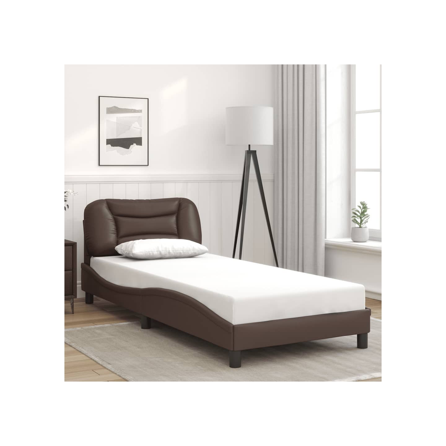 Cadre de lit sans matelas Hvar marron 90x200 cm similicuir