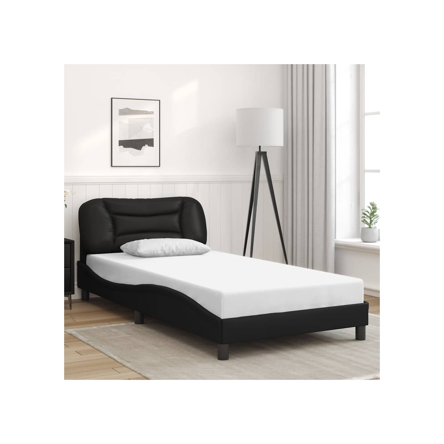 Cadre de lit sans matelas Hvar noir 100x200 cm similicuir