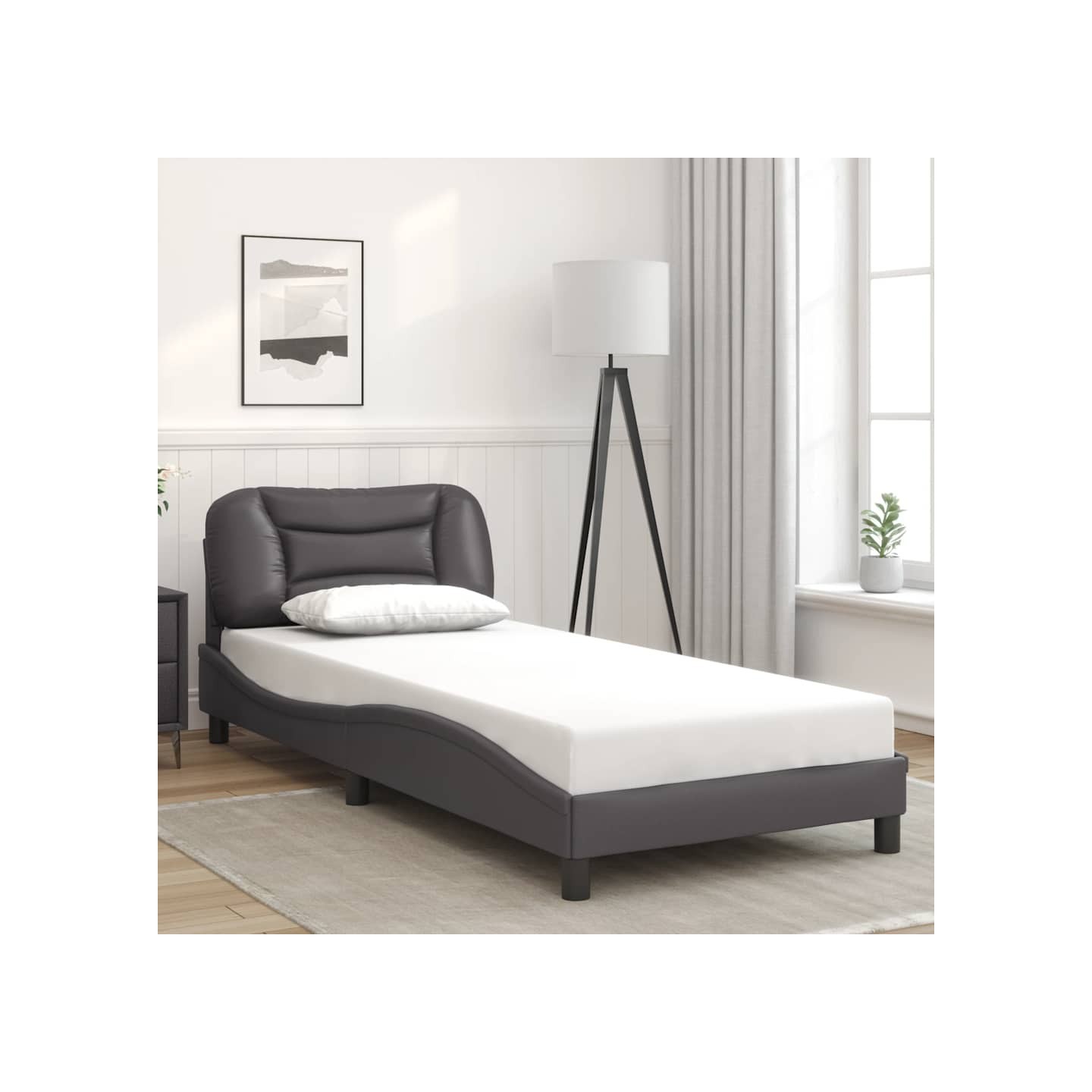Cadre de lit sans matelas Hvar gris 90x200 cm similicuir