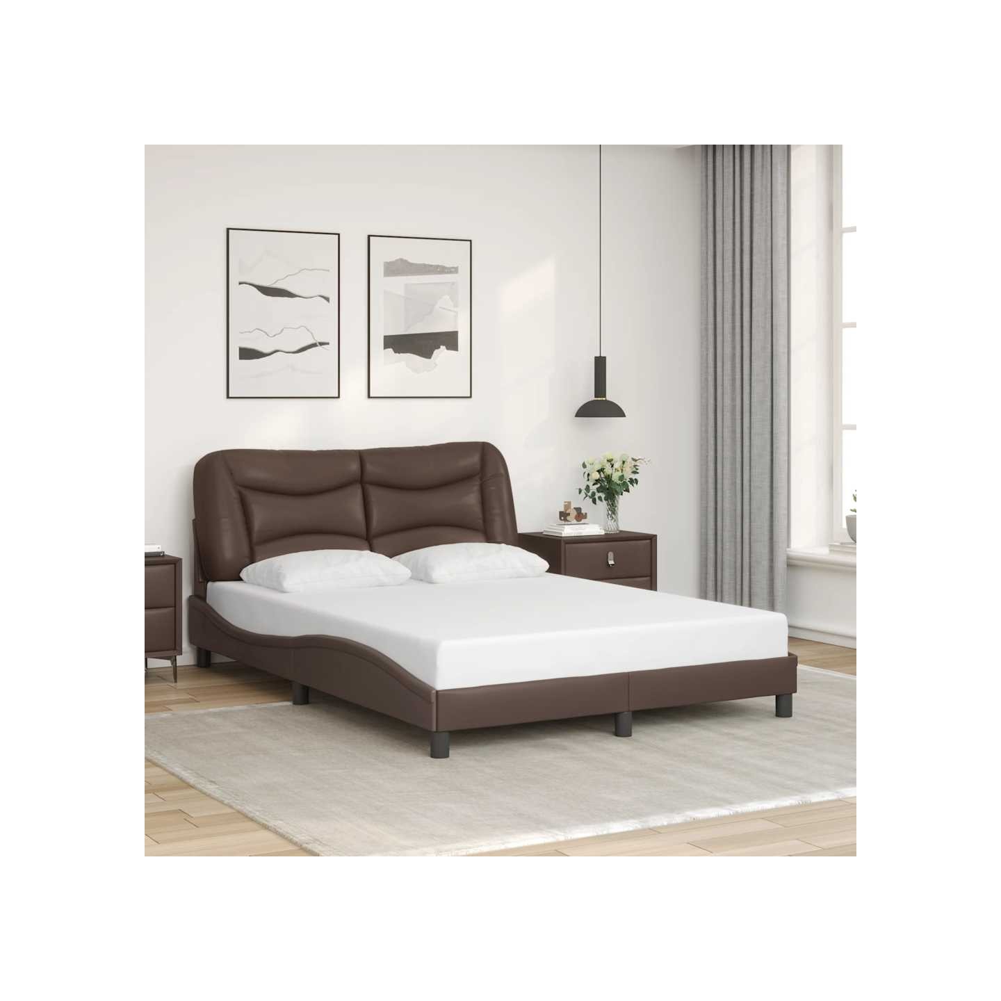 Cadre de lit sans matelas Hvar marron 140x190 cm similicuir