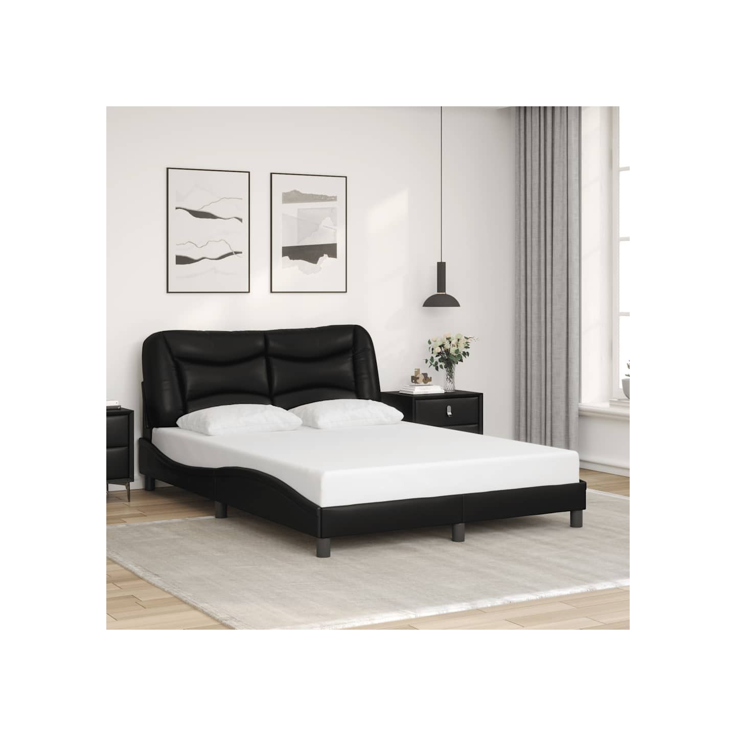 Cadre de lit sans matelas Hvar noir 140x200 cm similicuir