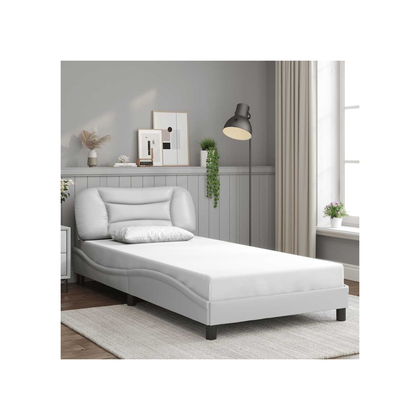 Cadre de lit sans matelas Hvar blanc 100x200 cm similicuir